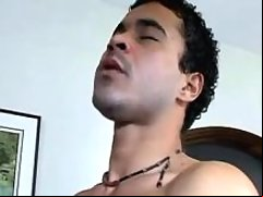 Tranny blows guy while jerking off